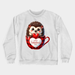 Valentine Hedgehog In Tea Cup Crewneck Sweatshirt